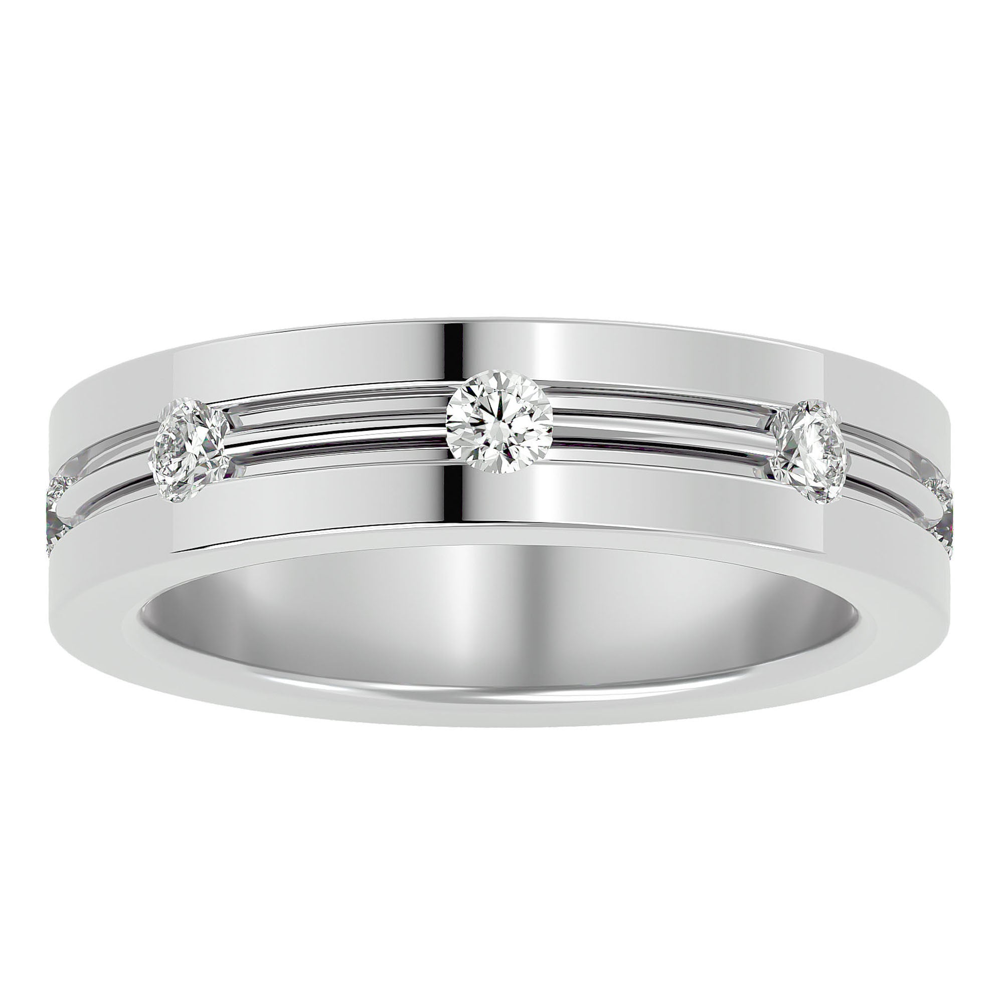 Verighetă cu Bandă De Diamante Naturale de 0.56 ct din Platina - Castelo.ro