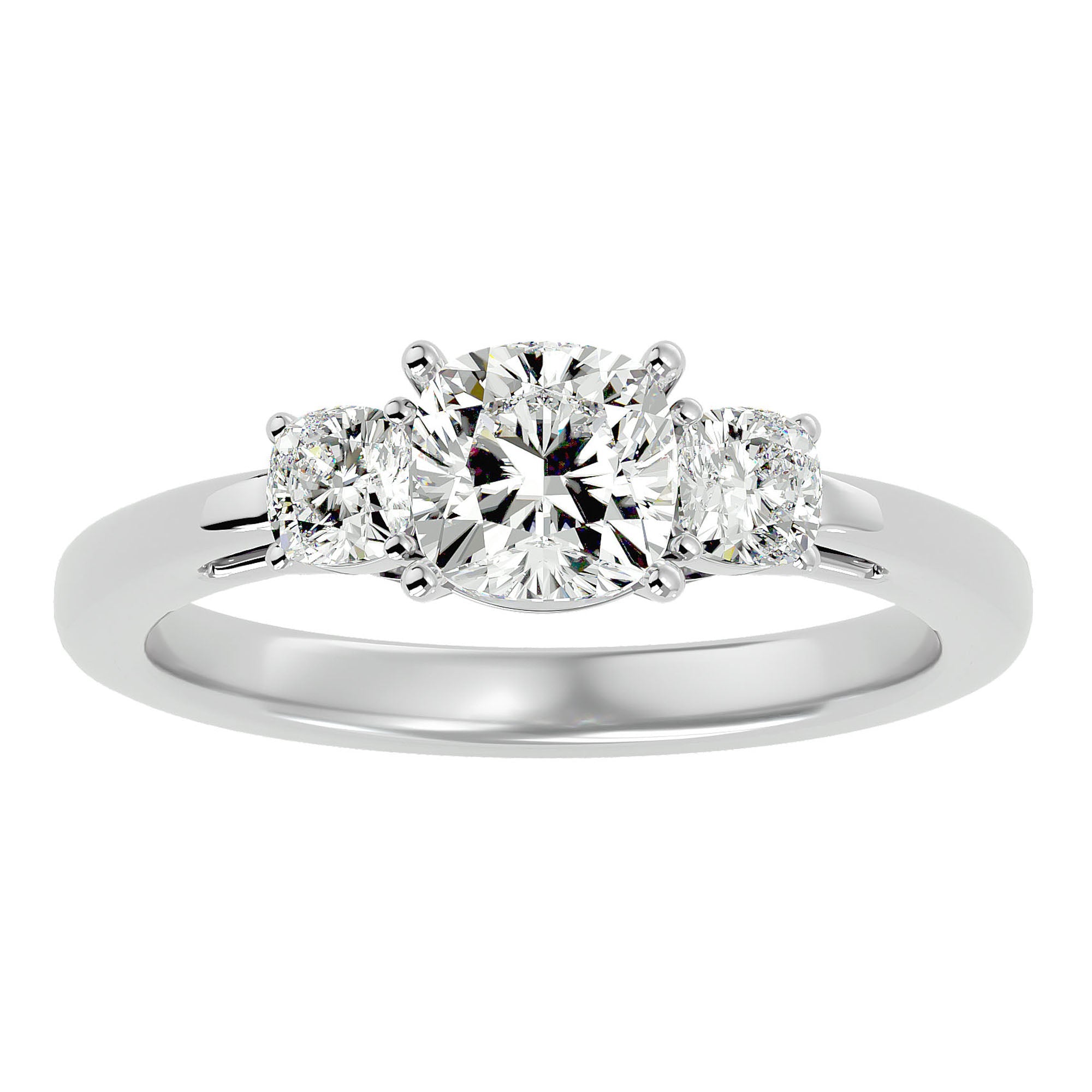 Inel de Logodnă Solitaire cu Trei Moissanite de 1.57 ct din Platina - Castelo.ro