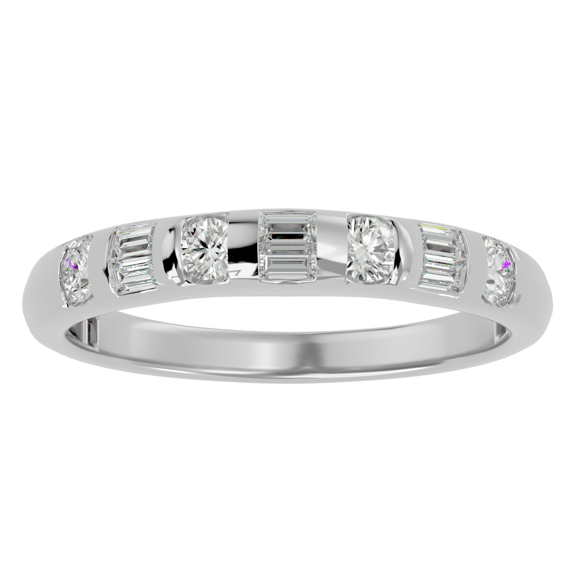 Inel Bagheta Eternity din Aur 14k cu Diamante Naturale de 0.56 ct din 14k Aur Alb - Castelo.ro