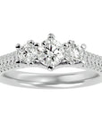 Inel de Logodnă Solitaire Pavè cu Moissanite de 0.90 ct din Platina - Castelo.ro