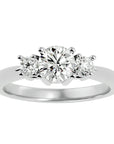 Inel de Logodnă din Aur 14k cu Trei Diamante Create în Laborator Pavè de 1.18 ct din 14k Aur Alb - Castelo.ro