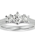 Inel de Logodnă Solitaire Pavè din Aur 14k cu Diamante Create în Laborator de 0.90 ct din 14k Aur Alb - Castelo.ro
