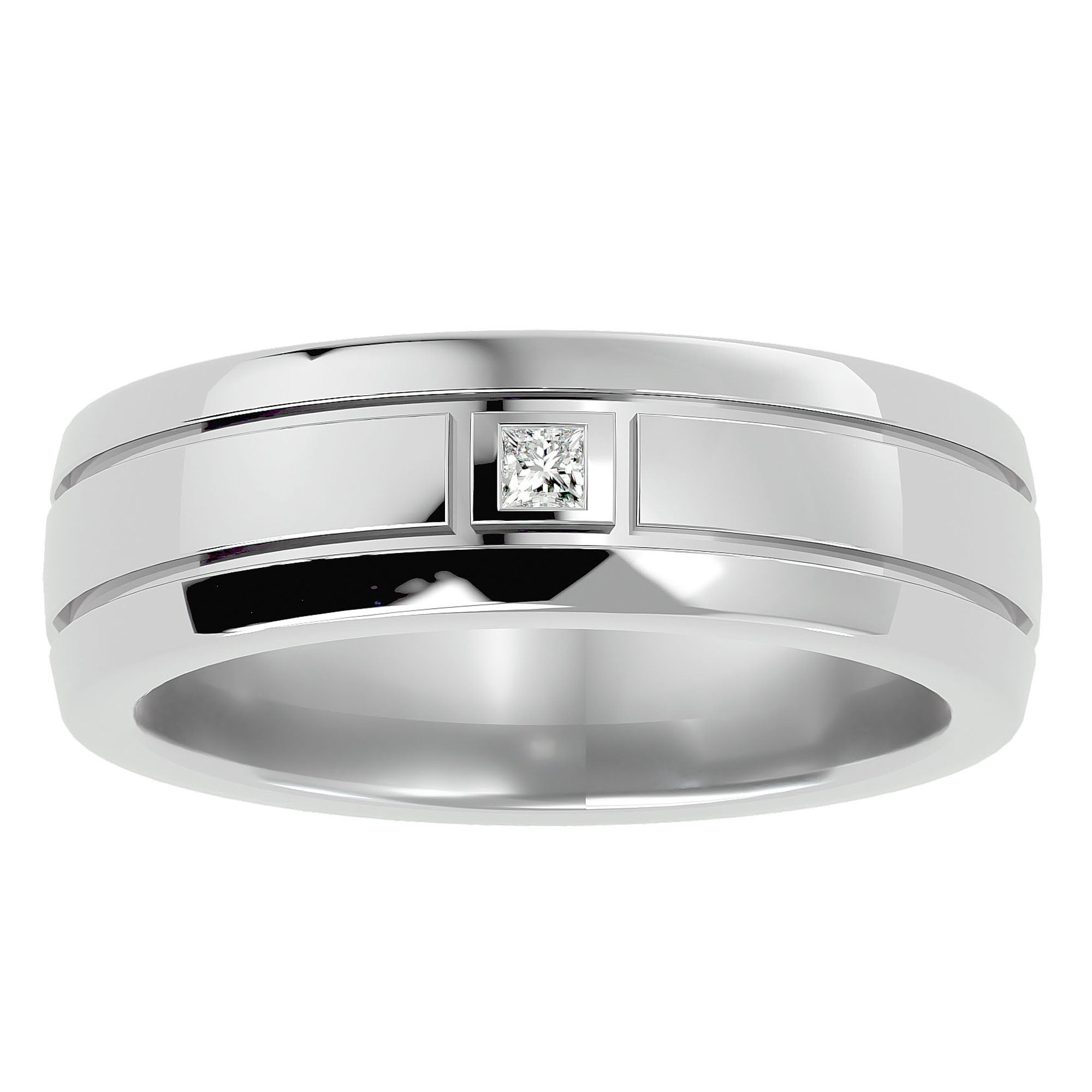 Verighetă Aurora din Aur 14k cu Diamant Natural de 0.06 ct din 14k Aur Alb - Castelo.ro