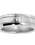 Verighetă Aurora din Aur 14k cu Diamant Natural de 0.06 ct din 14k Aur Alb - Castelo.ro