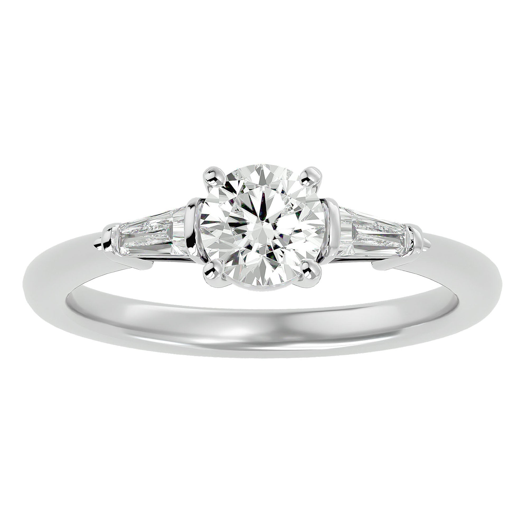 Inel de Logodnă din Aur 14k cu Trei Diamante Create în Laborator de 0.93 ct din 14k Aur Alb - Castelo.ro