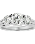 Inel de Logodnă din Aur 14k cu Trei Diamante Create în Laborator de 2.22 ct din 14k Aur Alb - Castelo.ro