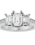 Inel de Logodnă din Aur 14k Trei Diamante Create în Laborator de 2.46 ct din 14k Aur Alb - Castelo.ro