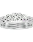 Inel Triplu de Logodnă din Aur 14k Cu Trei Diamante Create în Laborator de 0.96 ct din 14k Aur Alb - Castelo.ro