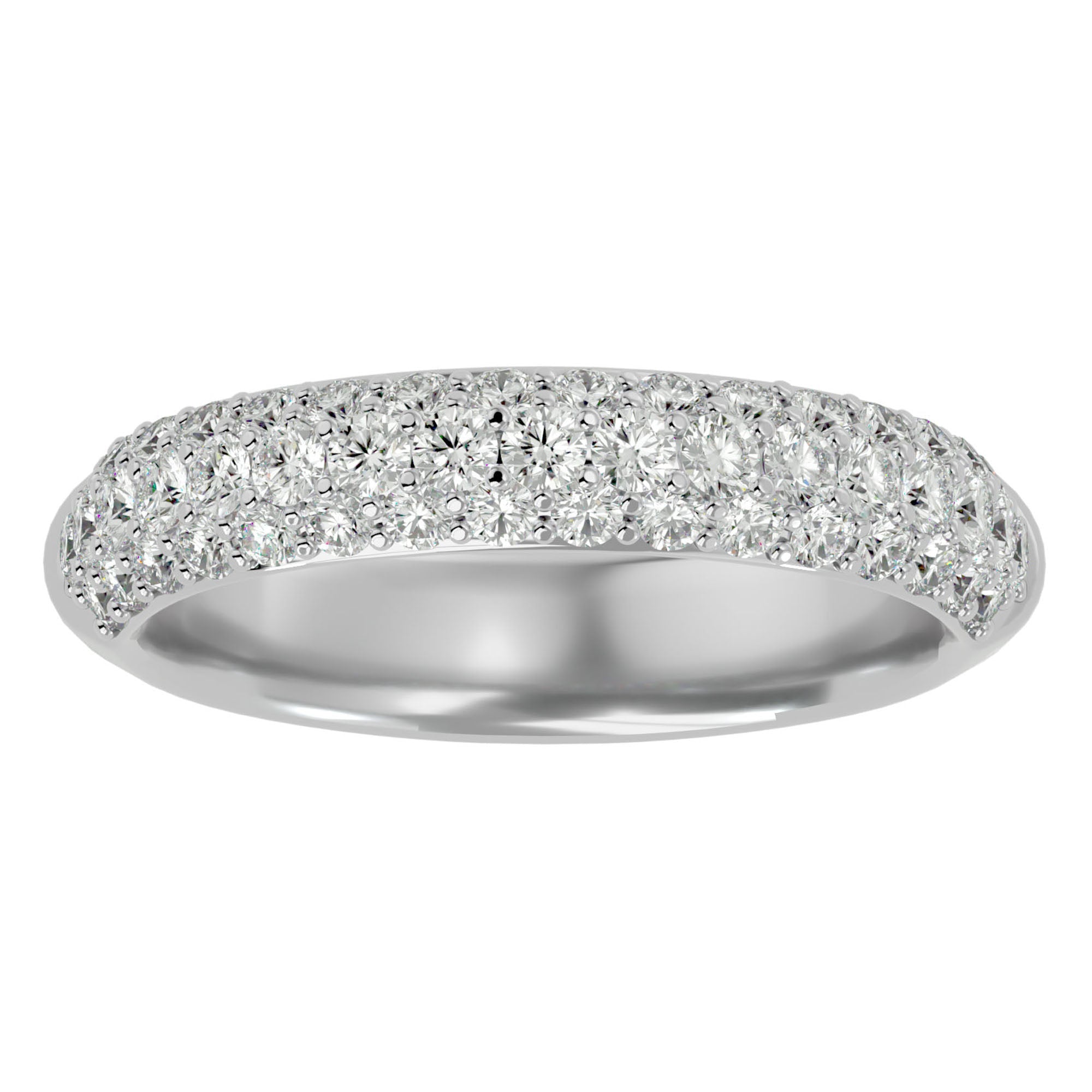 Inel Triplu Micro Pavé cu Moissanite de 0.90 ct din Platina - Castelo.ro