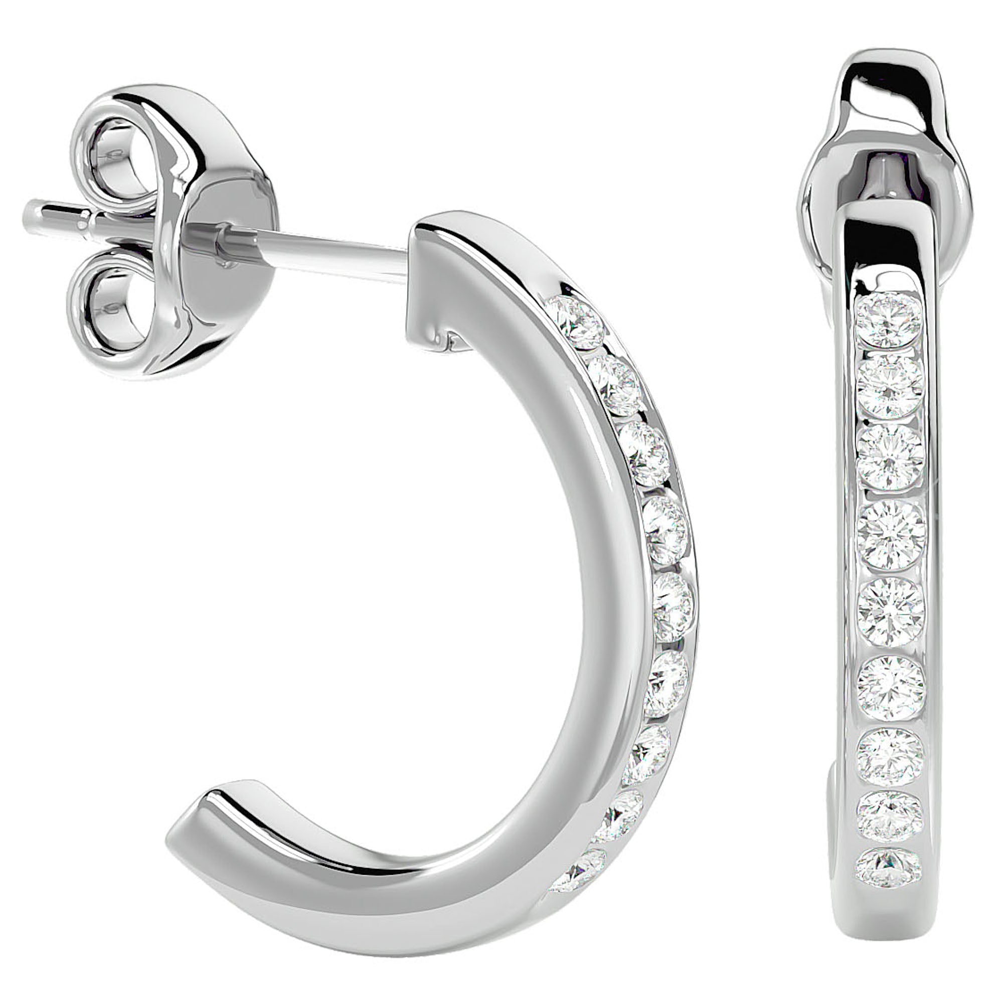 Cercei Hoop Vals din Aur 14k cu Moissanite de 0.92 ct din 14k Aur Alb - Castelo.ro