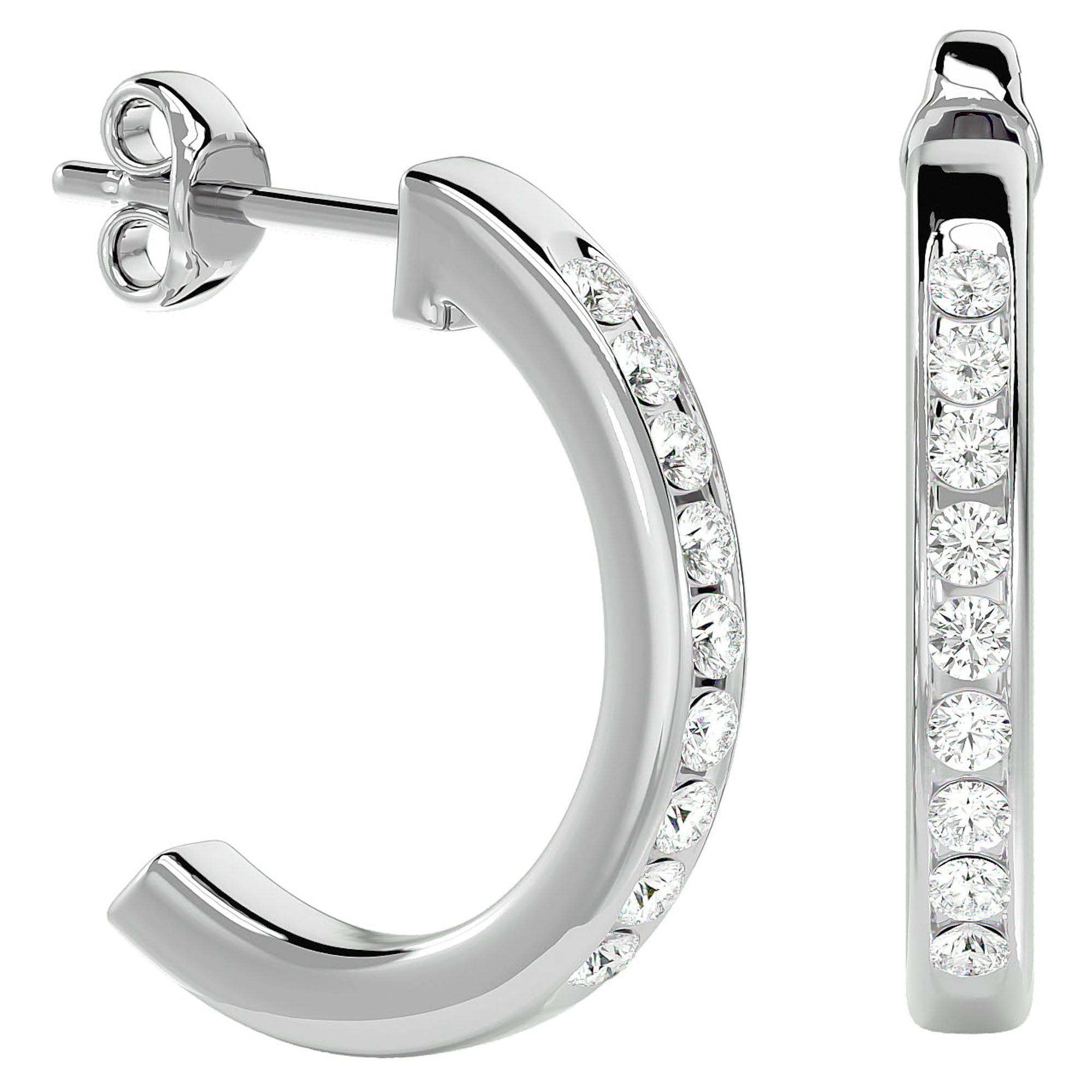 Cercei Hoop Nobili din Aur 14k cu Diamante Create în Laborator de 0.46 ct din 14k Aur Alb - Castelo.ro