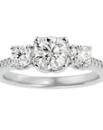 Inel de Logodnă cu Trei Diamante Naturale Pavè de 1.80 ct din Platina - Castelo.ro