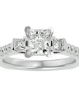 Inel de Logodnă din Aur 14k cu Trei Diamante Create în Laborator In Forma De Prințesă de 1.72 ct din 14k Aur Alb - Castelo.ro