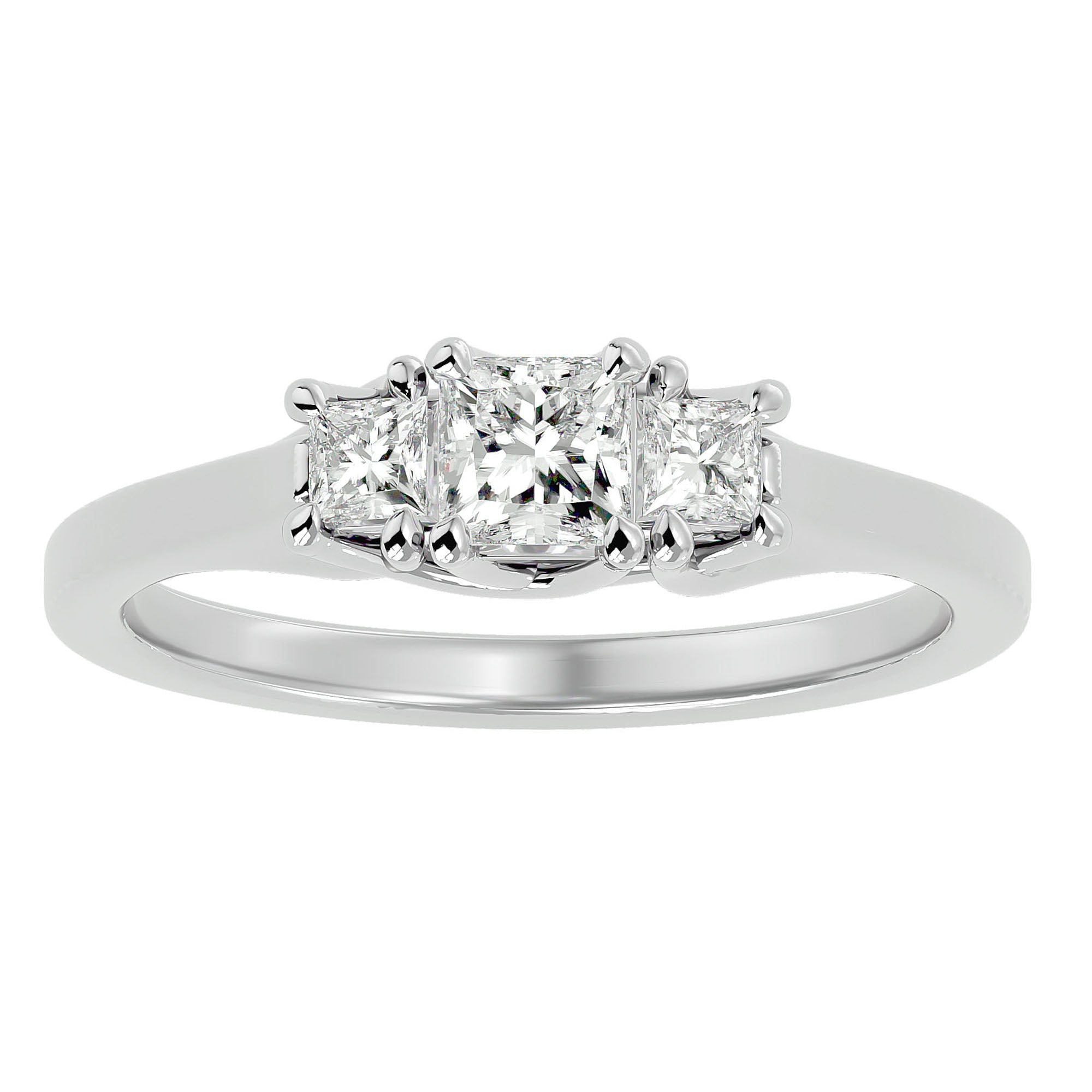 Inel de Logodnă cu Trei Diamante Naturale In Forma De Prințesă de 0.59 ct din Platina - Castelo.ro
