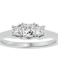 Inel de Logodnă cu Trei Diamante Naturale In Forma De Prințesă de 0.59 ct din Platina - Castelo.ro