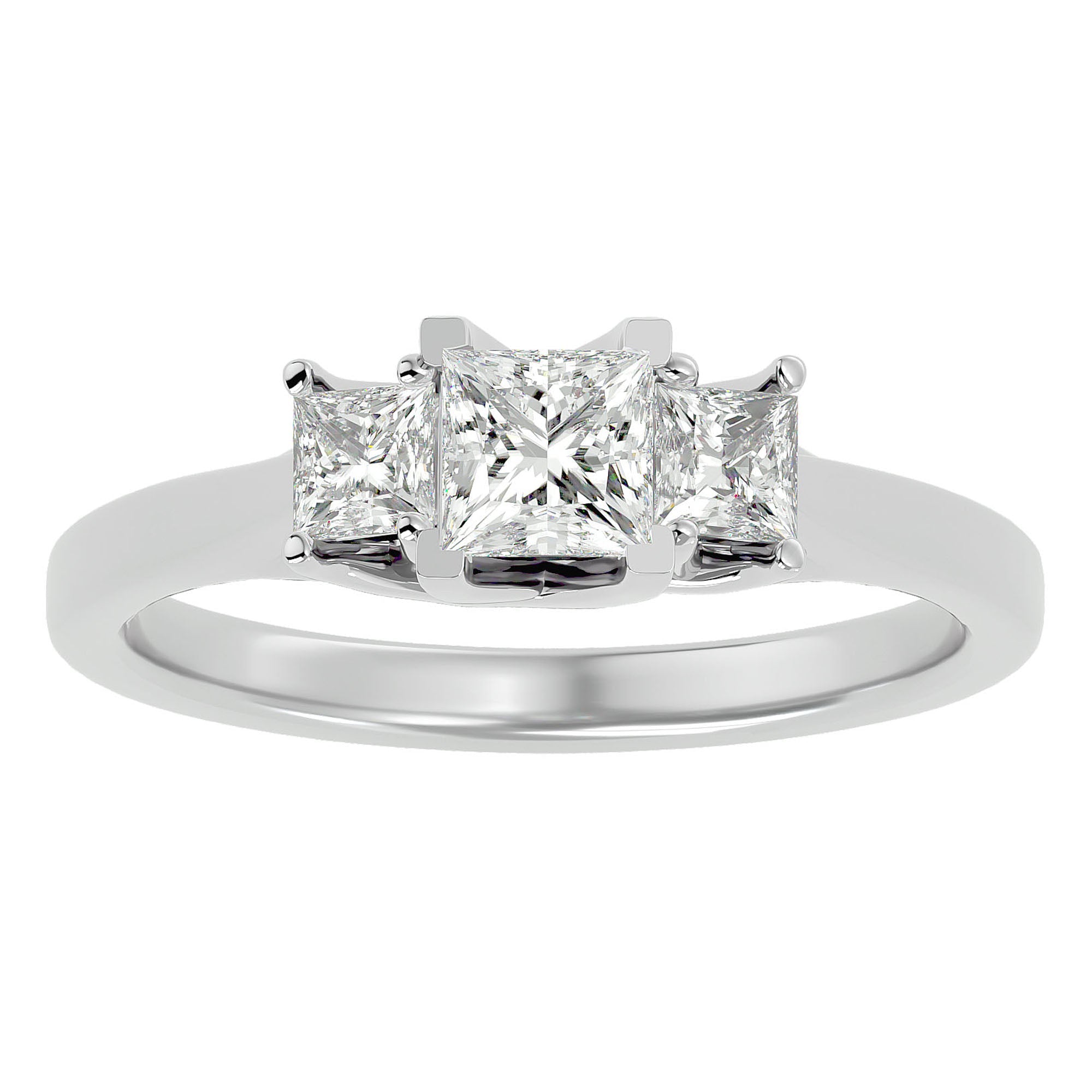 Inel de Logodnă Trei Diamante Naturale Cu Tăietură De Prințesă de 0.96 ct din Platina - Castelo.ro