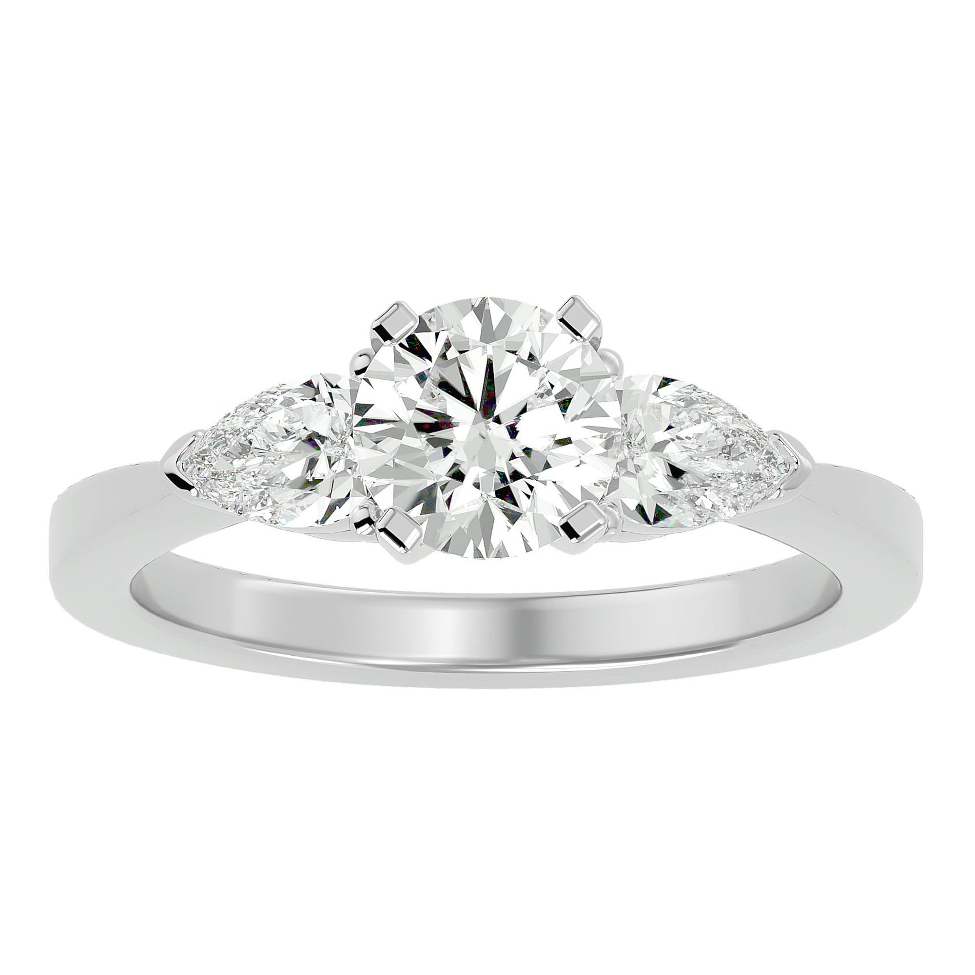 Inel de Logodnă Hélène cu Trei Moissanite de 2.18 ct din Platina - Castelo.ro