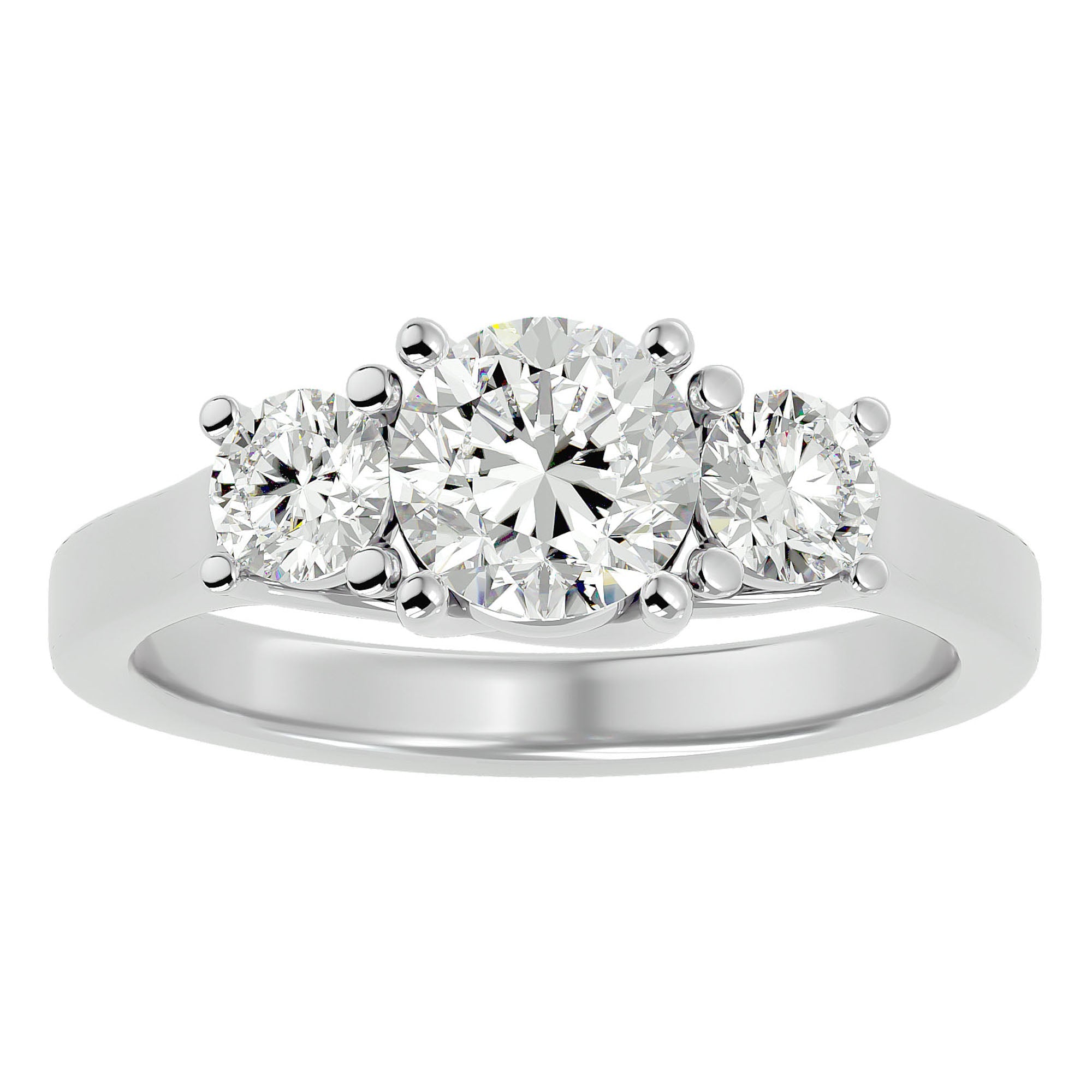 Inel de Logodnă Renée din Aur 14k cu Trei Diamante Naturale de 1.95 ct din 14k Aur Alb - Castelo.ro