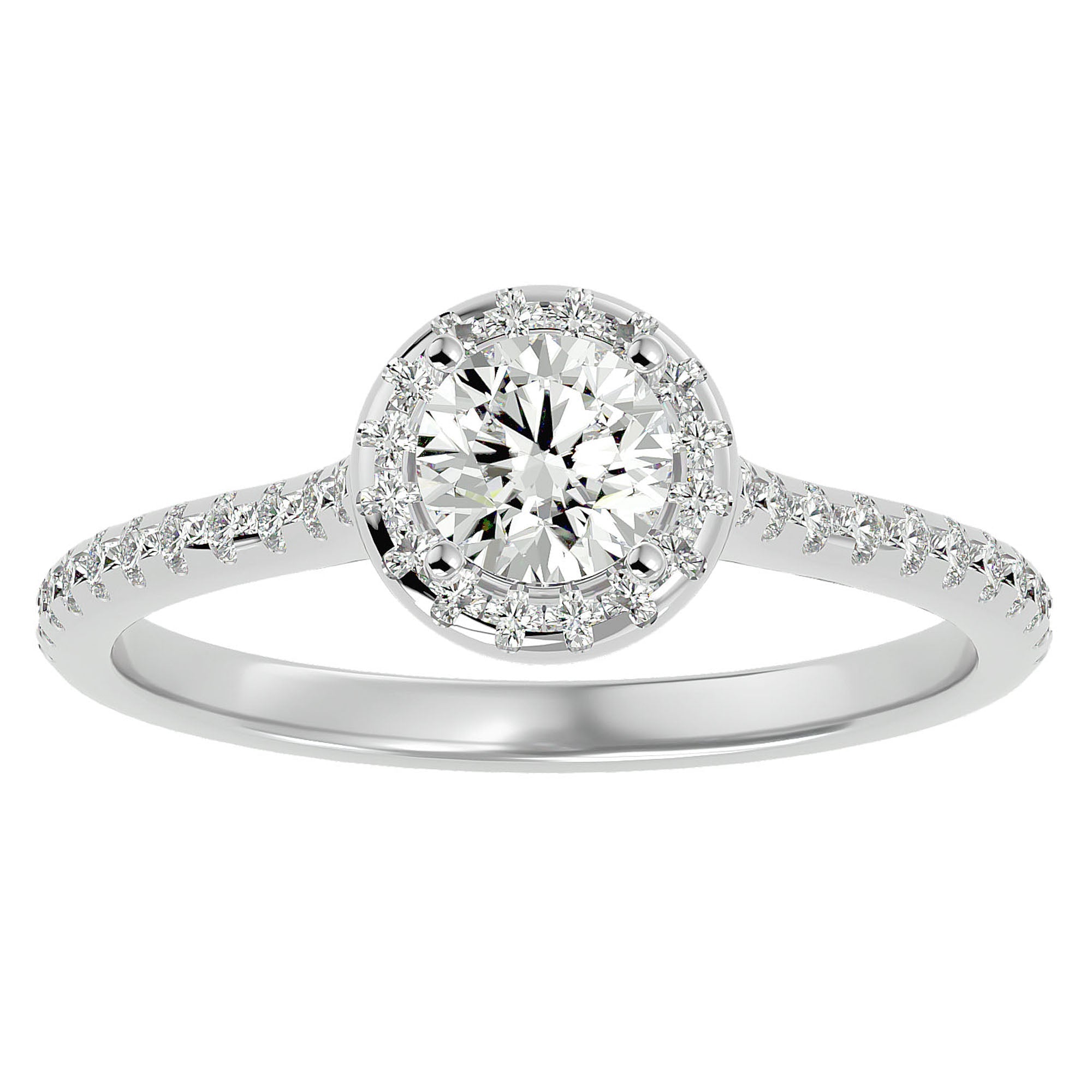 Inel de Logodnă Talisman cu Moissanite Halo Pavé de 0.89 ct din Platina - Castelo.ro