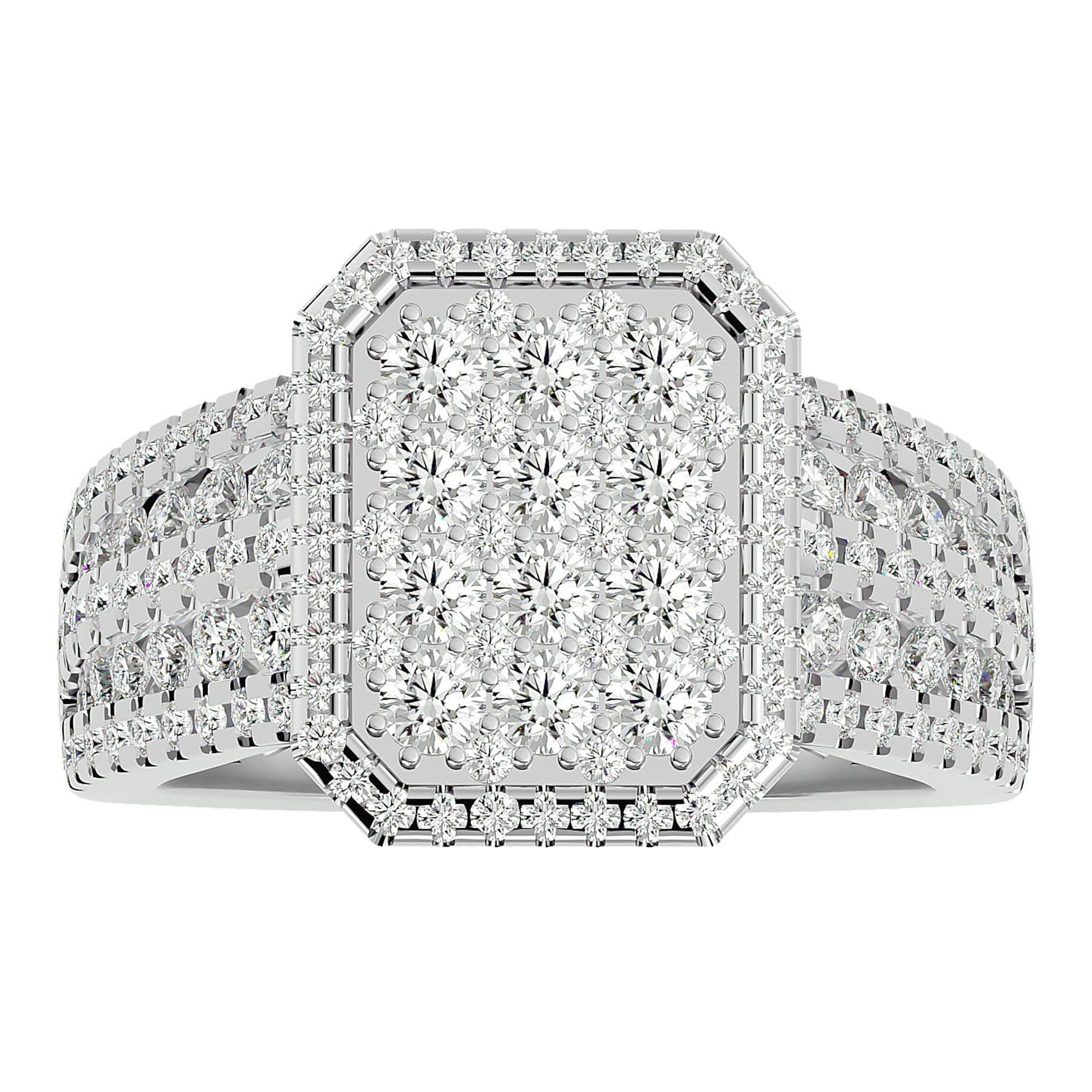 Inel Nobil din Aur 14k cu Diamante Create în Laborator Pavé de 1.53 ct din 14k Aur Alb - Castelo.ro