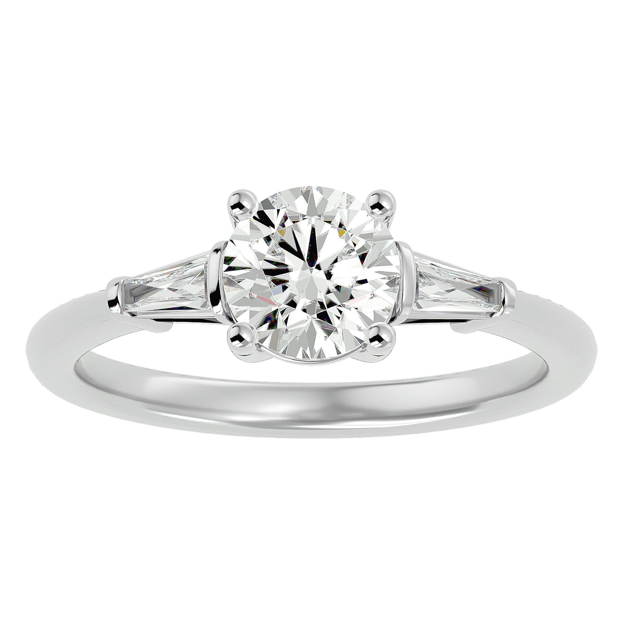 Inel de Logodnă cu Trei Moissanite de 1.22 ct din Platina - Castelo.ro