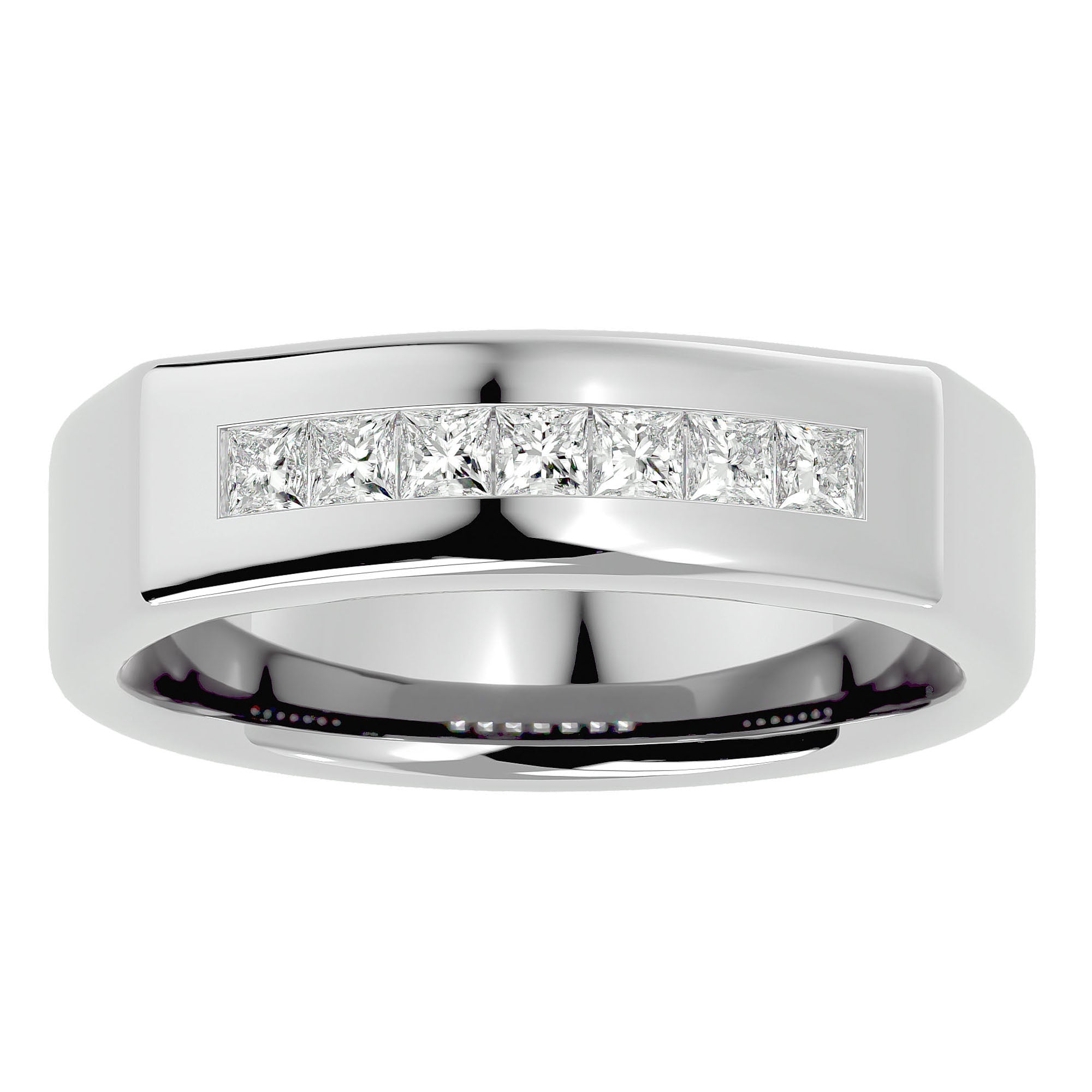 Verighetă Clasică din Aur 14k cu Diamante Naturale de 0.50 ct din 14k Aur Alb - Castelo.ro