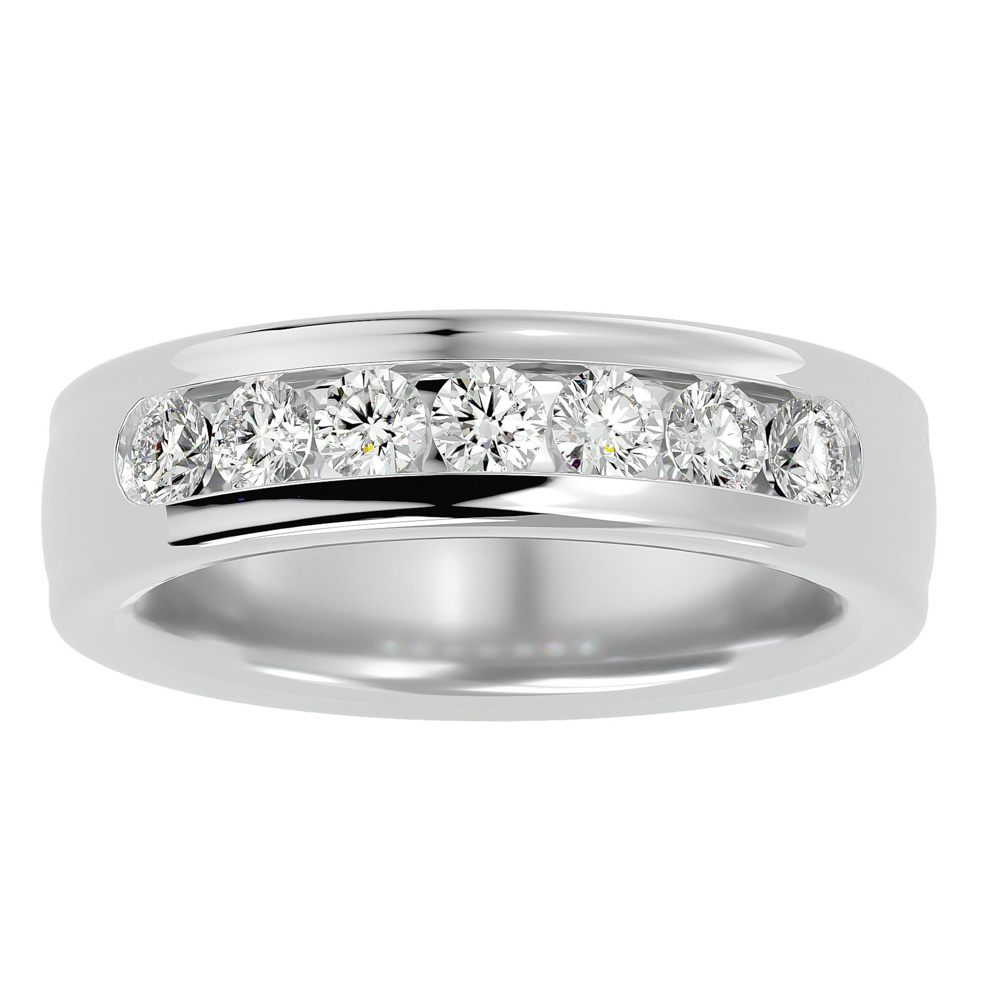 Verighetă din Aur 14k cu Bandă De Diamante Naturale de 1.03 ct din 14k Aur Alb - Castelo.ro