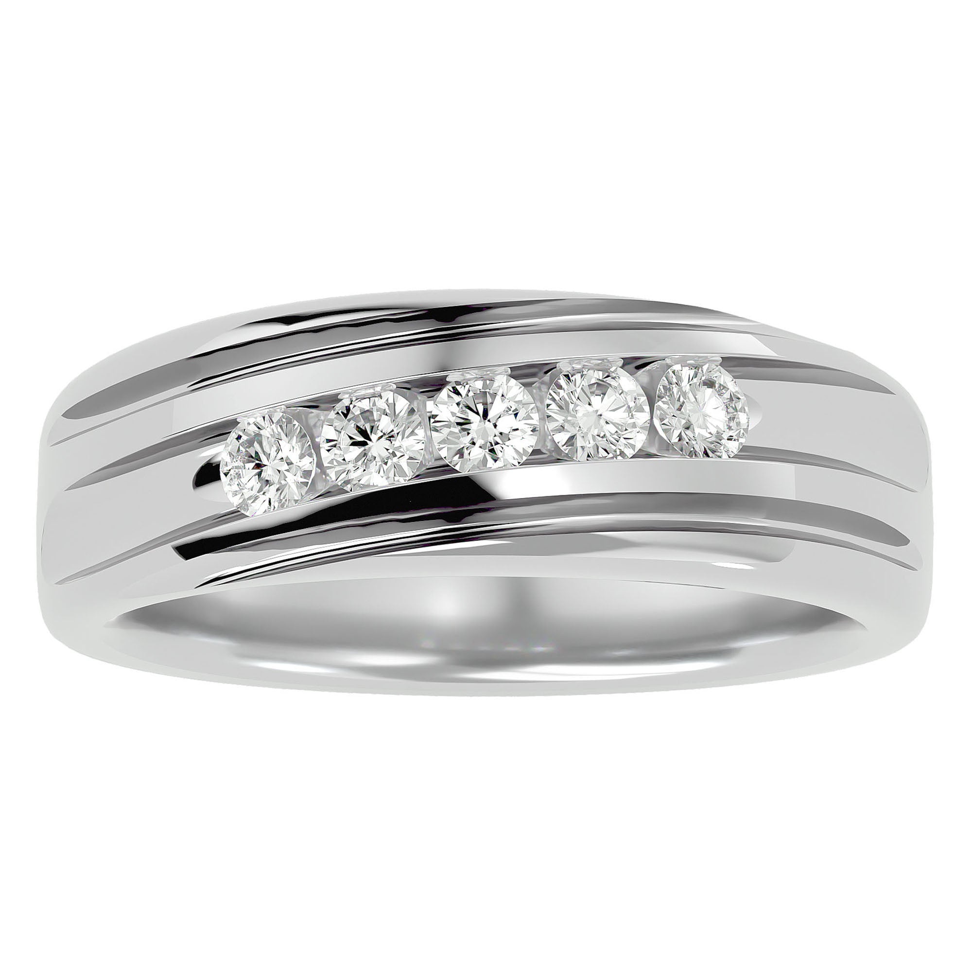 Verighetă Regală din Aur 14k cu Moissanite de 0.51 ct din 14k Aur Alb - Castelo.ro