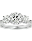 Inel de Logodnă cu Trei Diamante Naturale Solitaire Pavè de 1.80 ct din Platina - Castelo.ro