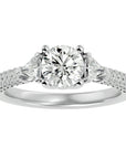 Inel de Logodnă din Aur 14k cu Trei Moissanite Pavè de 1.63 ct din 14k Aur Alb - Castelo.ro