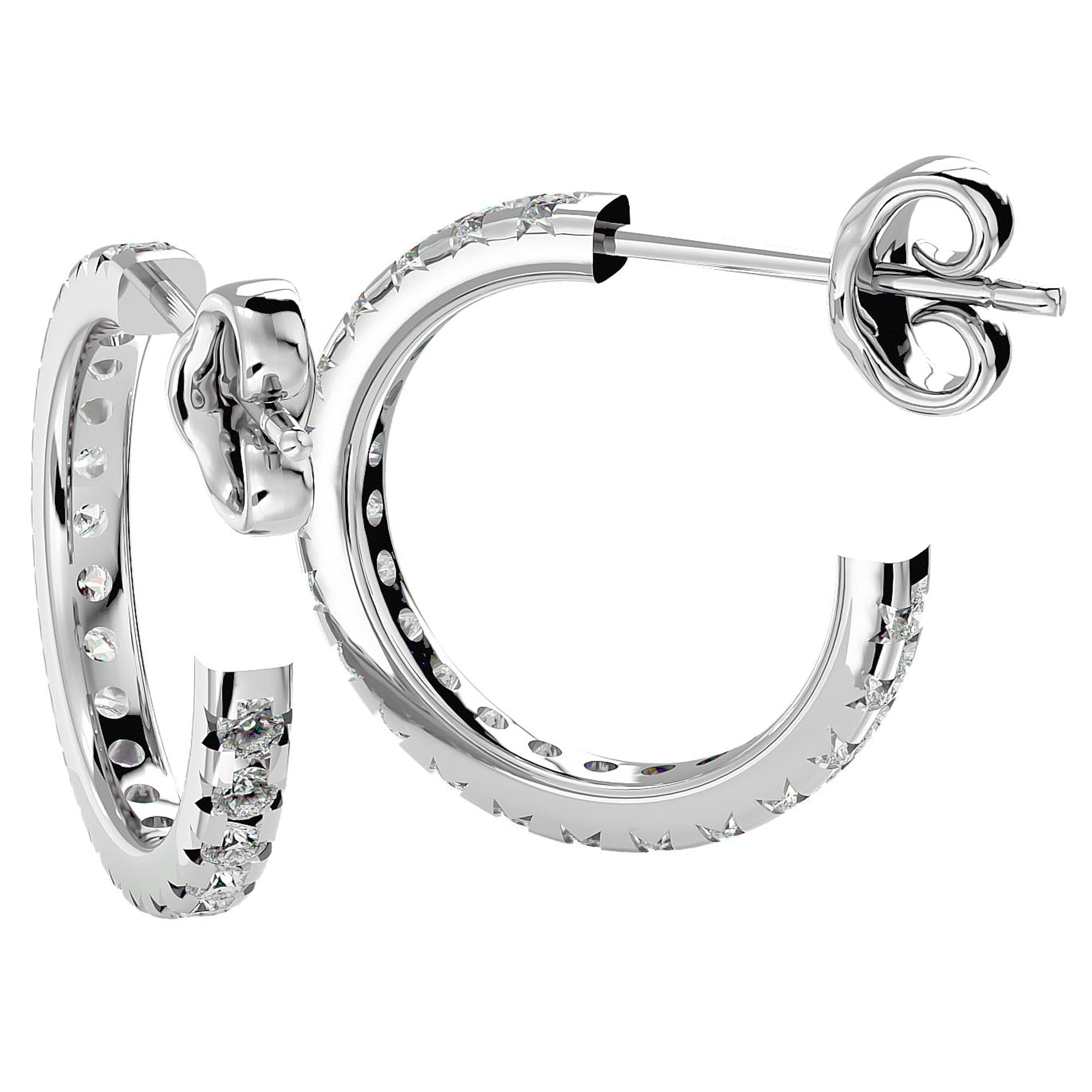Cercei Hoop din Aur 14k Cu Diamante Naturale de 0.70 ct din 14k Aur Alb - Castelo.ro