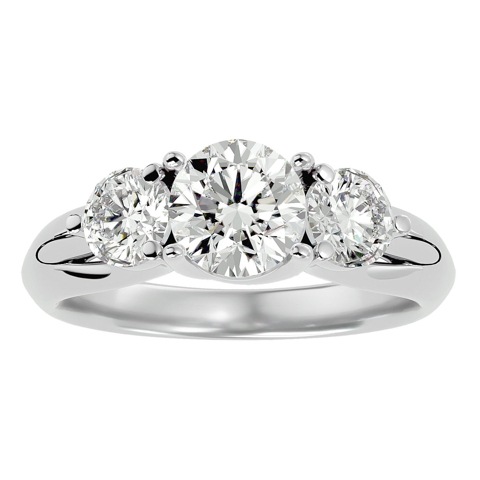Inel de Logodnă cu Trei Diamante Naturale de 2.22 ct din Platina - Castelo.ro