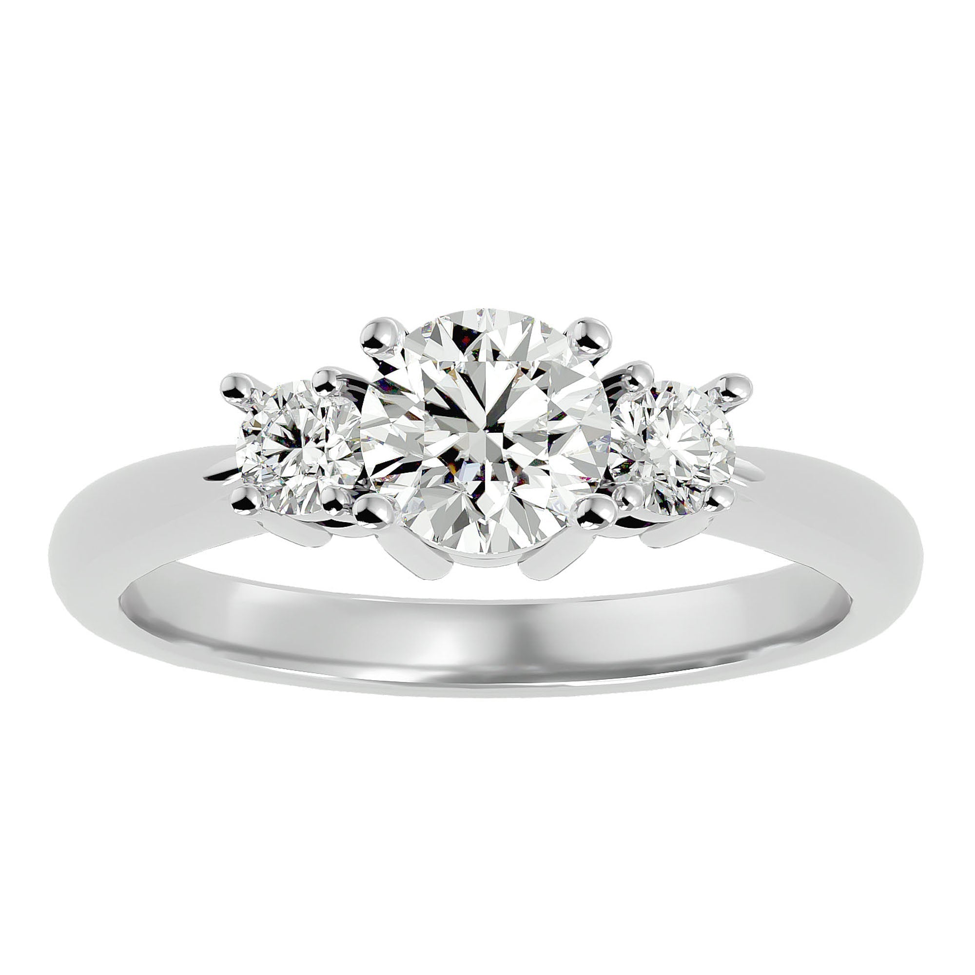 Inel de Logodnă din Aur 14k cu Trei Moissanite Pavè de 1.18 ct din 14k Aur Alb - Castelo.ro