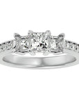 Inel de Logodnă Trei Diamante Naturale Pavè de 1.28 ct din Platina - Castelo.ro