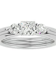 Inel Triplu de Logodnă Cu Trei Moissanite de 0.96 ct din Platina - Castelo.ro