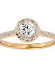 Inel de Logodnă Talisman din Aur 14k cu Moissanite Halo Pavé de 0.89 ct din 14k Aur Galben - Castelo.ro