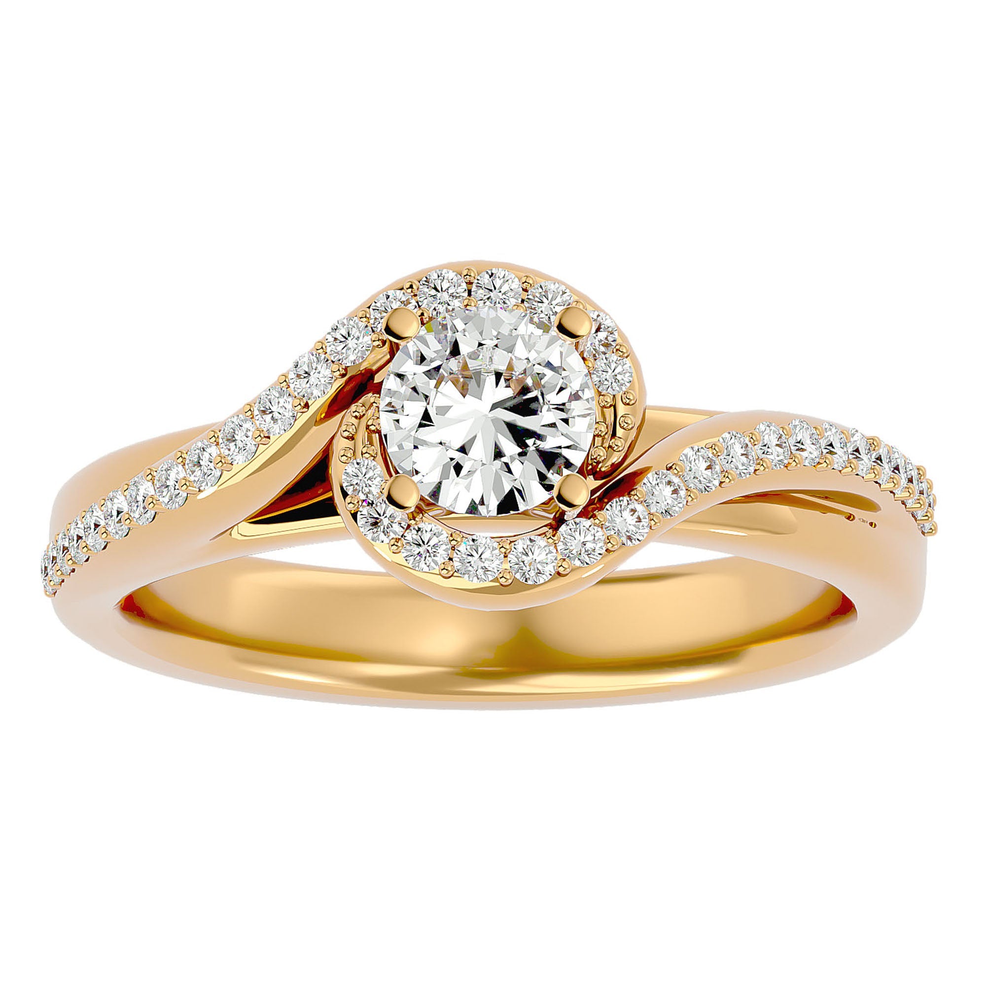 Inel de Logodnă din Aur 14k cu Diamante Naturale Pavé în Spirală Eternă de 0.61 ct din 14k Aur Galben - Castelo.ro