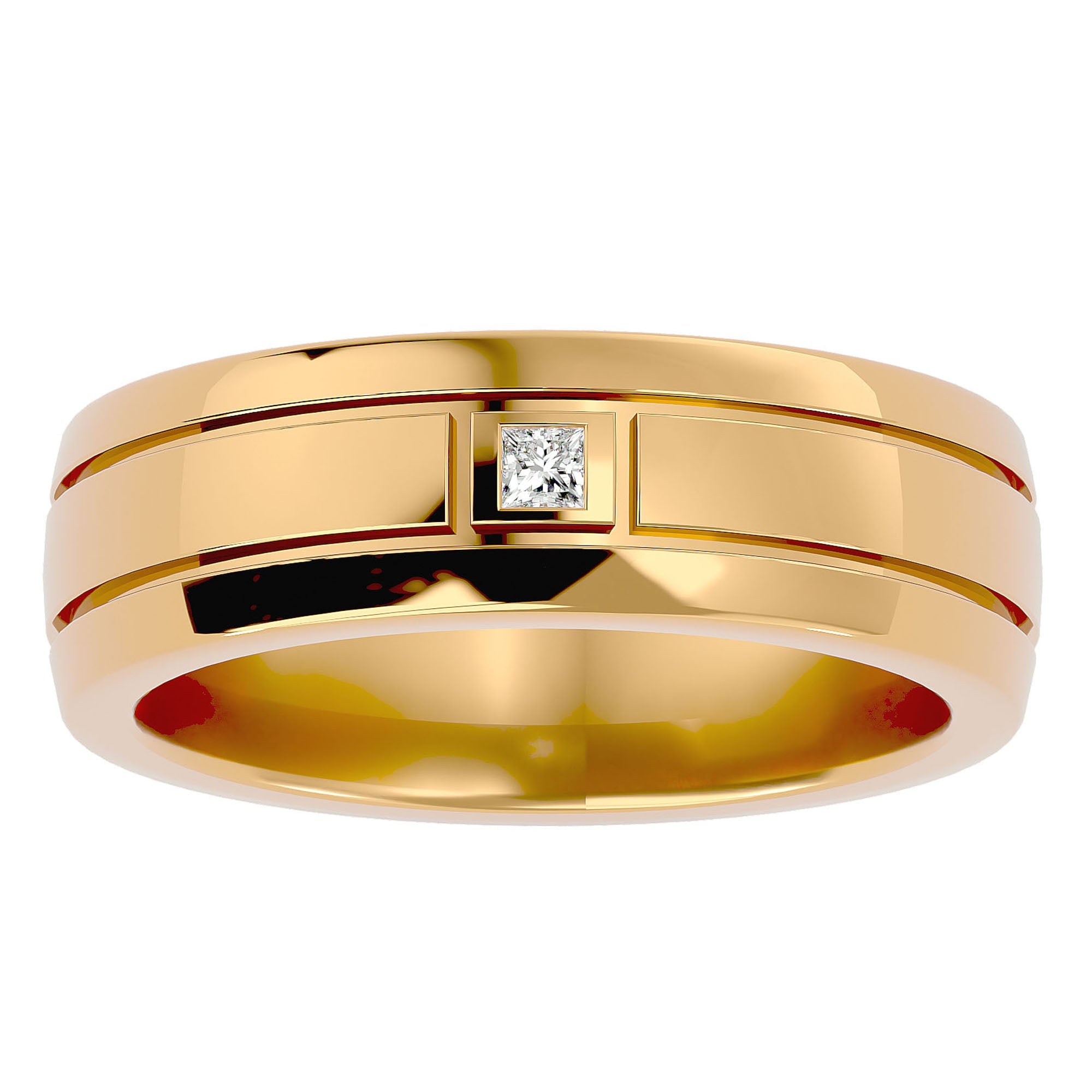 Verighetă Aurora din Aur 14k cu Diamant Natural de 0.06 ct din 14k Aur Galben - Castelo.ro
