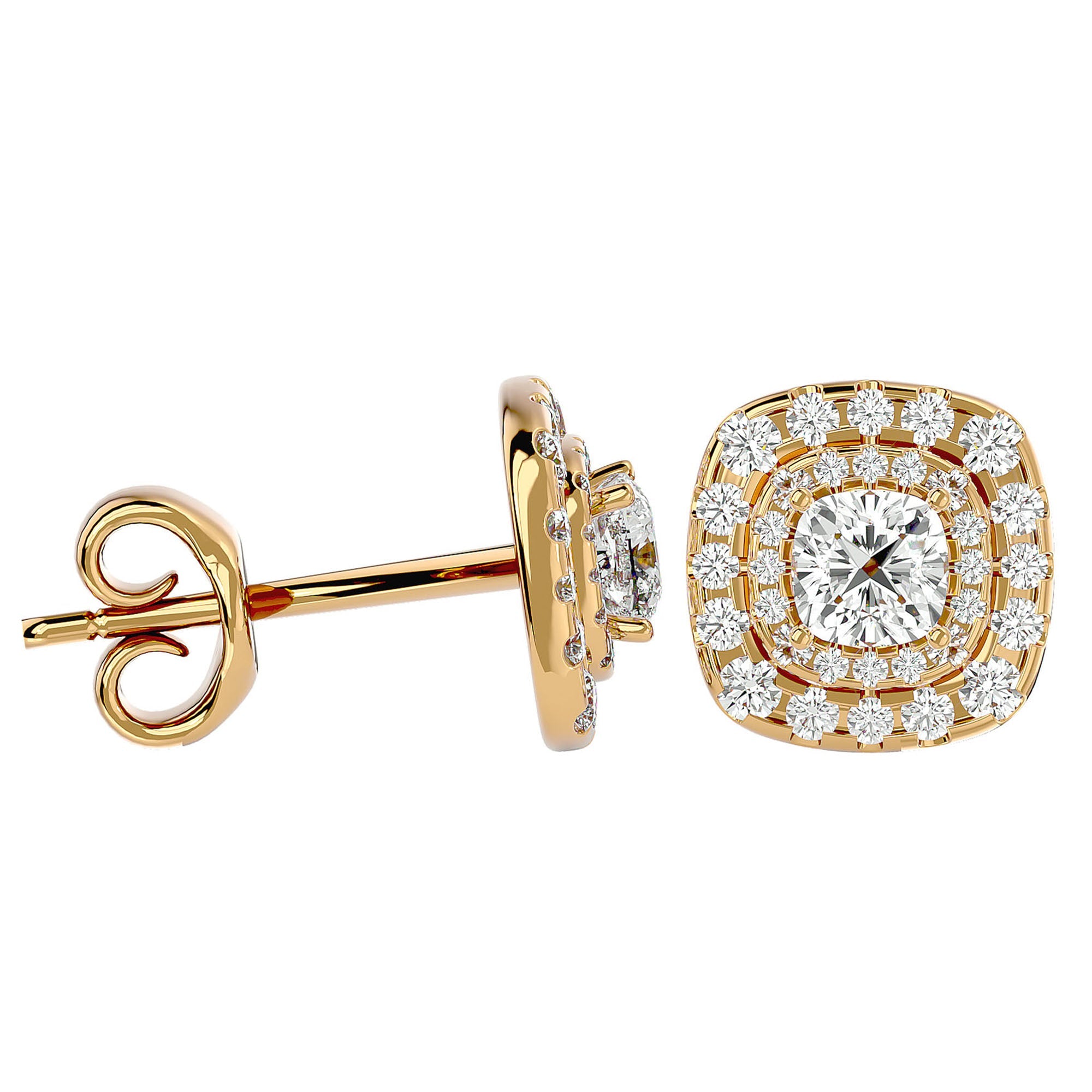 Cercei Stud Cu Moissanite de 2.2 ct din 18k Aur Galben - Castelo.ro
