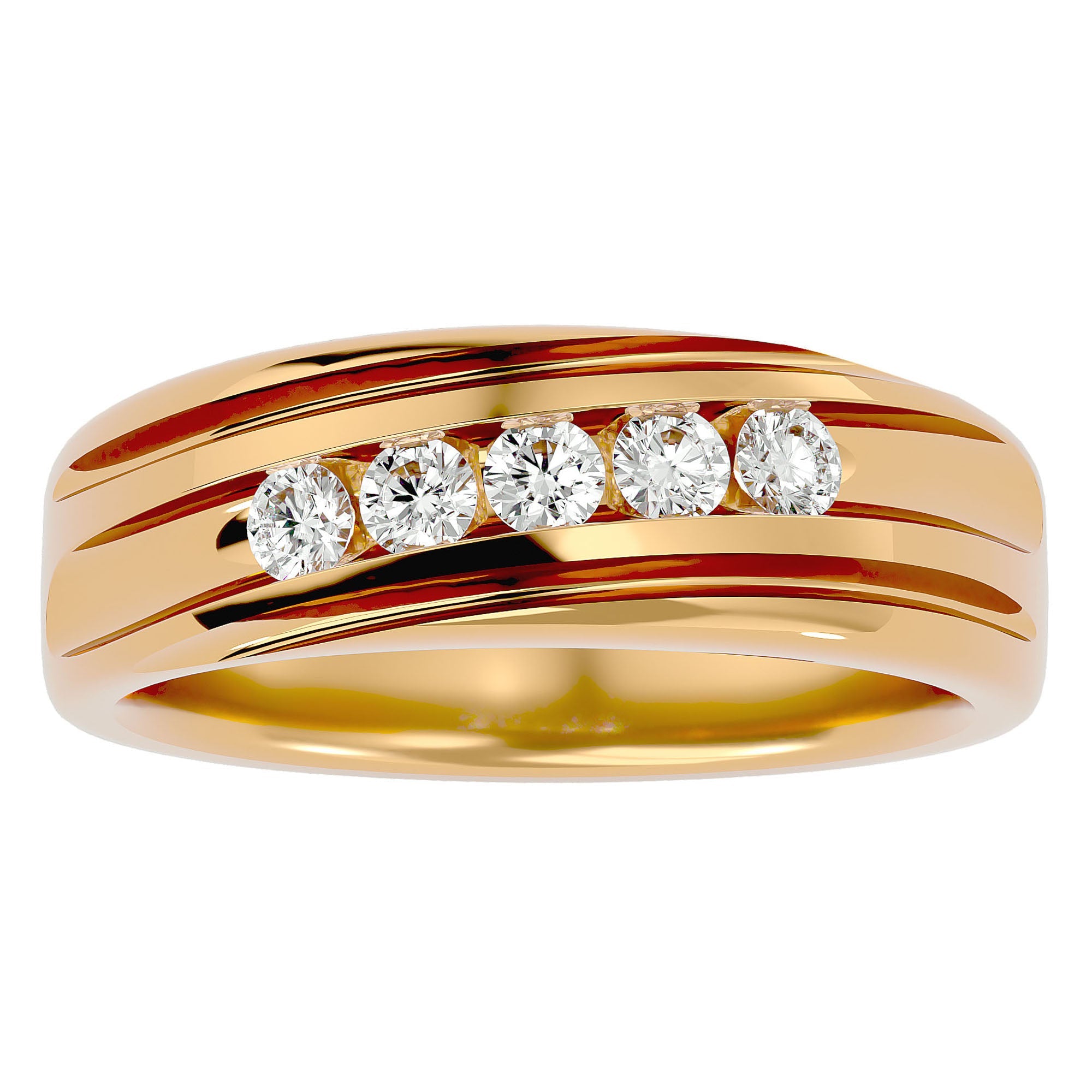 Verighetă Regală din Aur 14k cu Moissanite de 0.51 ct din 14k Aur Galben - Castelo.ro