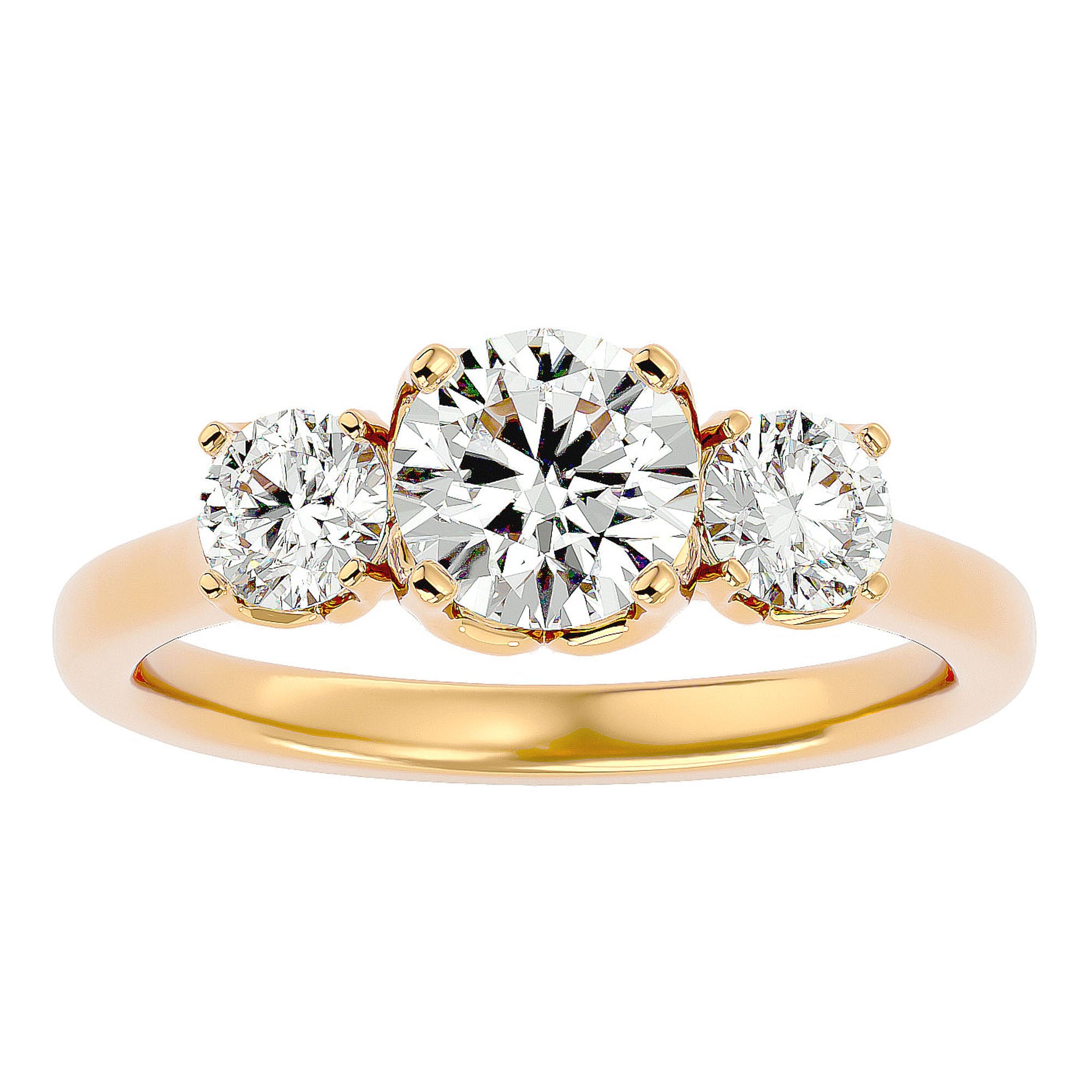 Inel de Logodnă Vivienne cu Trei Moissanite de 1.62 ct din 18k Aur Galben - Castelo.ro