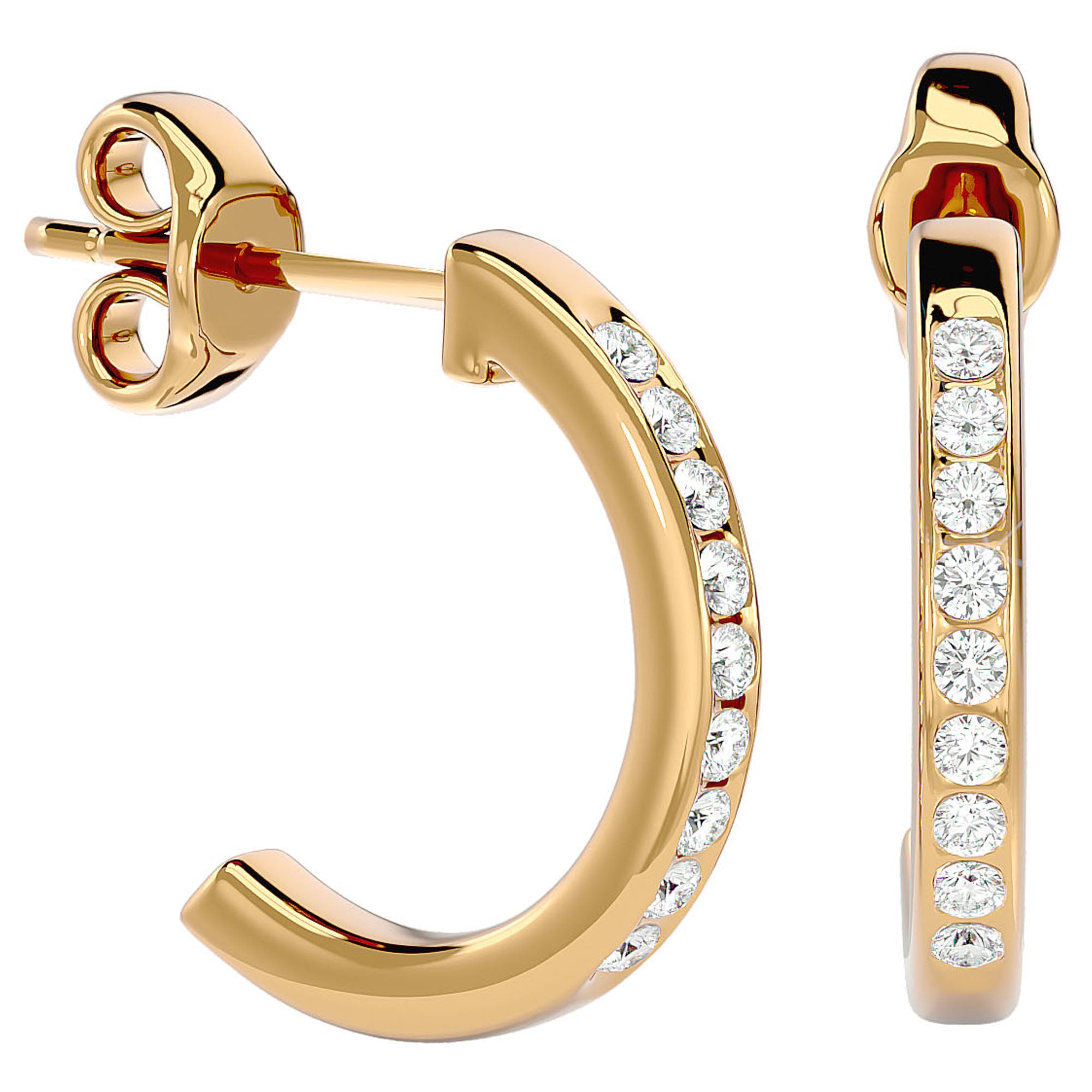 Cercei Hoop Vals din Aur 14k cu Moissanite de 0.92 ct din 14k Aur Galben - Castelo.ro