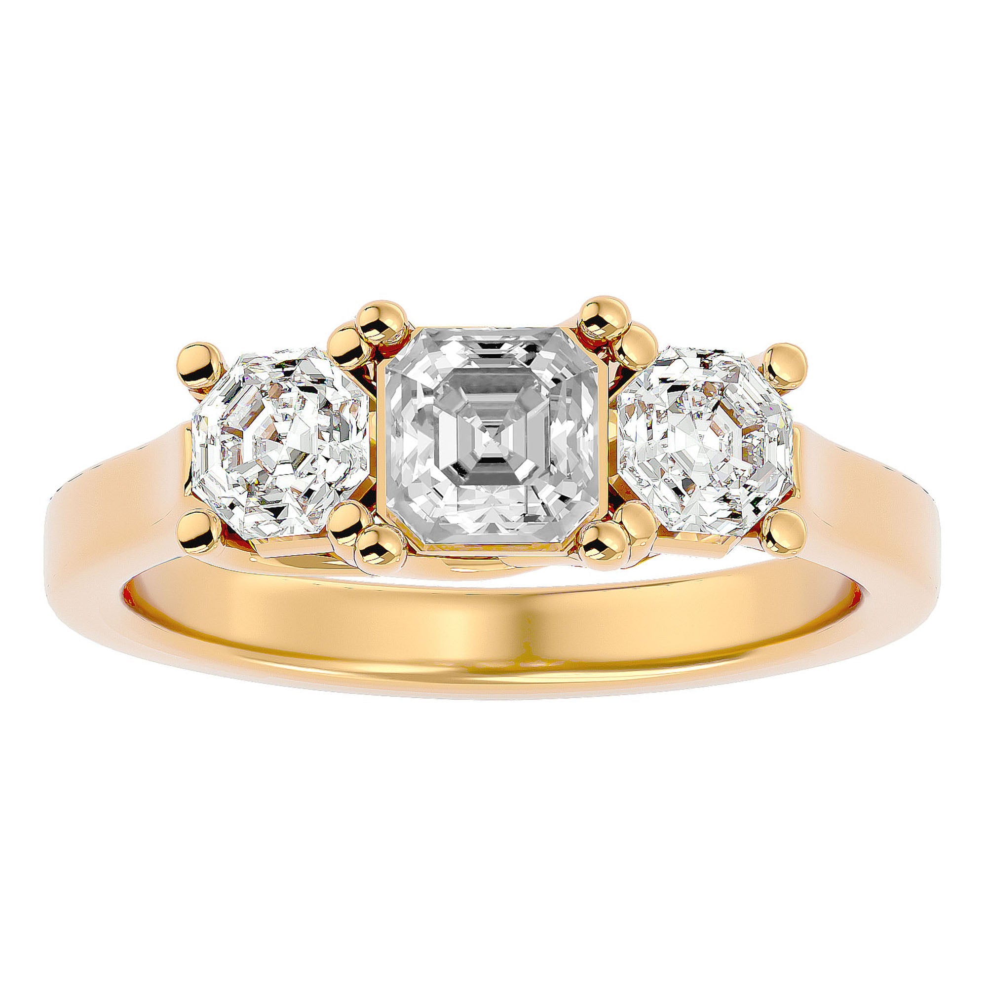 Inel de Logodnă din Aur 14k cu Trei Diamante Naturale de 2.20 ct din 14k Aur Galben - Castelo.ro