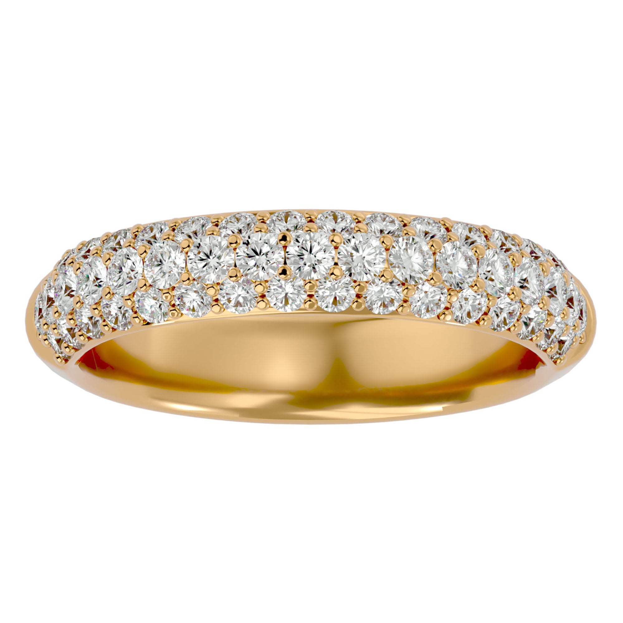 Inel Triplu Micro Pavé cu Moissanite de 0.90 ct din 18k Aur Galben - Castelo.ro