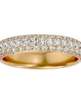 Inel Triplu Micro Pavé cu Moissanite de 0.90 ct din 18k Aur Galben - Castelo.ro