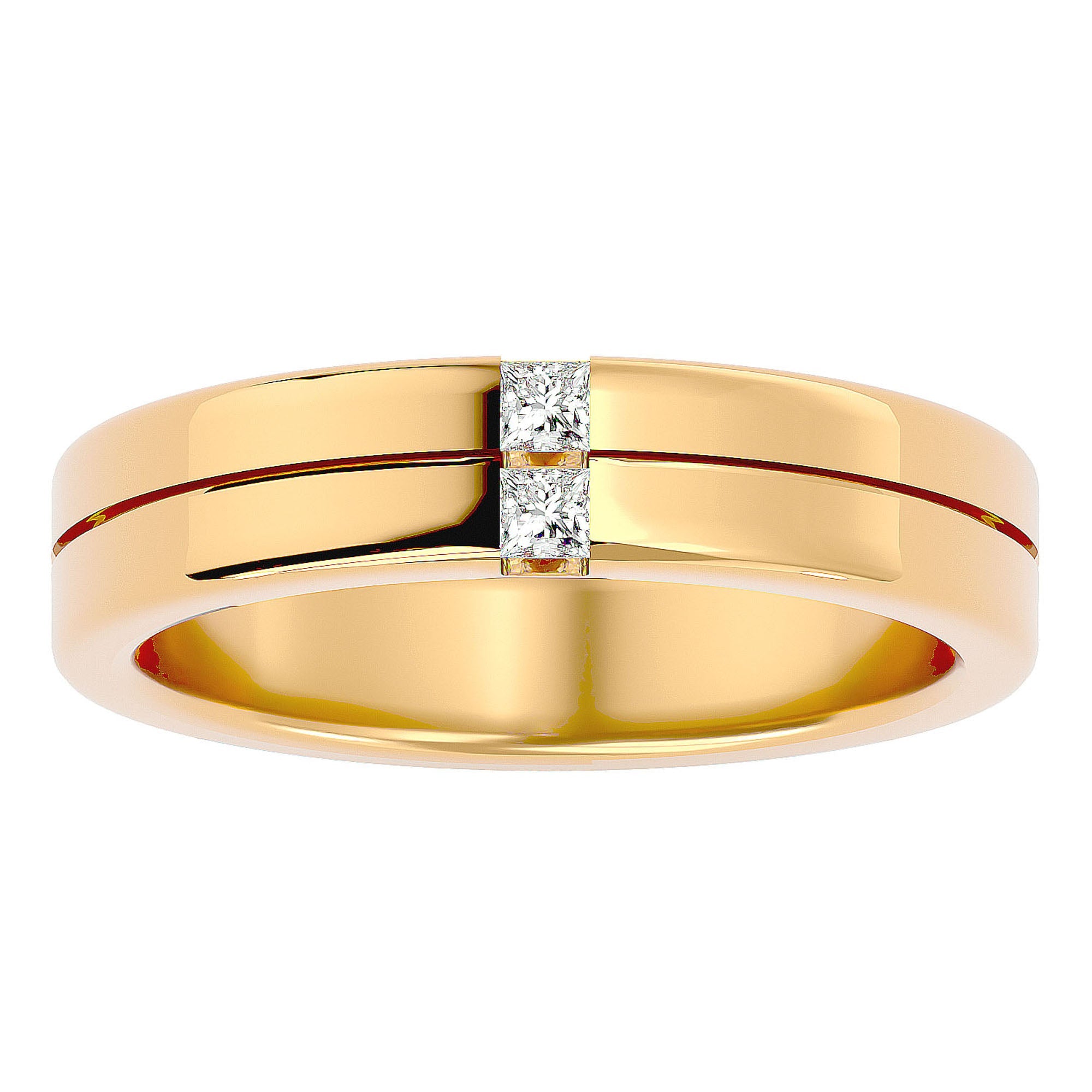 Verighetă cu Tăietură si Moissanite de 0.14 ct din 18k Aur Galben - Castelo.ro