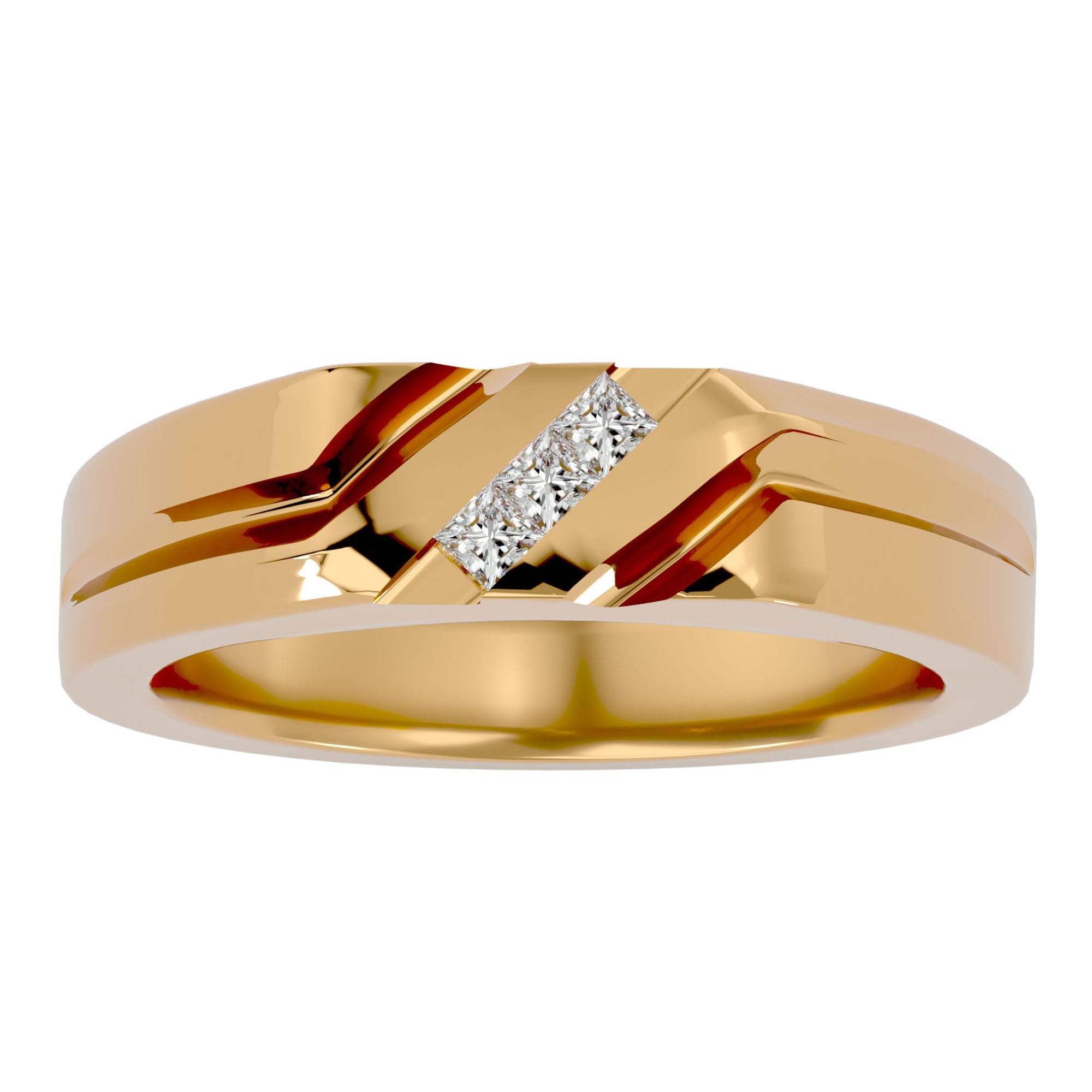 Verighetă cu Tăietură si Moissanite de 0.18 ct din 18k Aur Galben - Castelo.ro
