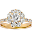 Inel de Logodnă Fleur din Aur 14k cu Diamante Create în Laborator Halo Pavé de 1.64 ct din 14k Aur Galben - Castelo.ro