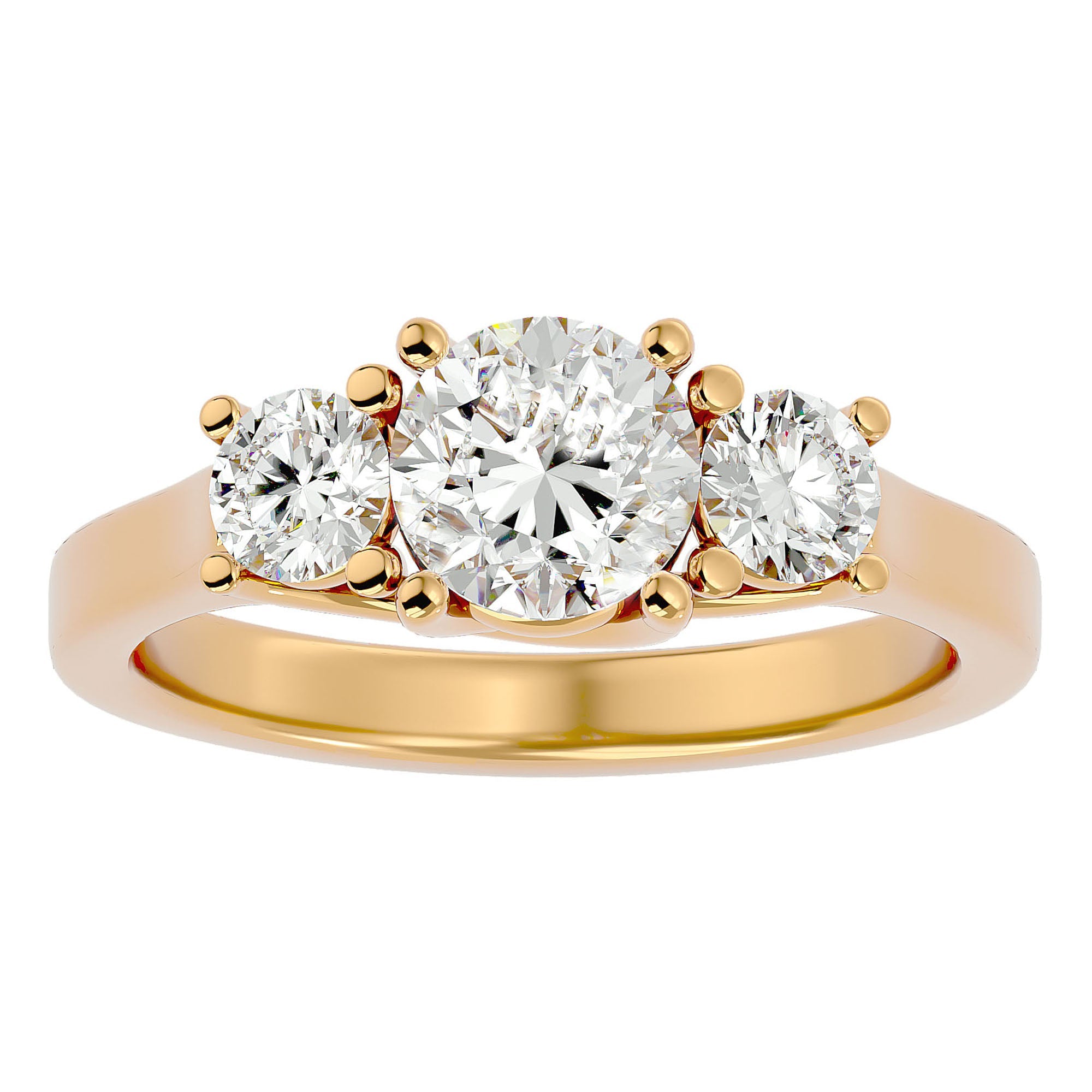 Inel de Logodnă Renée din Aur 14k cu Trei Diamante Naturale de 1.95 ct din 14k Aur Galben - Castelo.ro