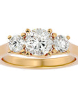 Inel de Logodnă Renée cu Trei Moissanite de 1.95 ct din 18k Aur Galben - Castelo.ro